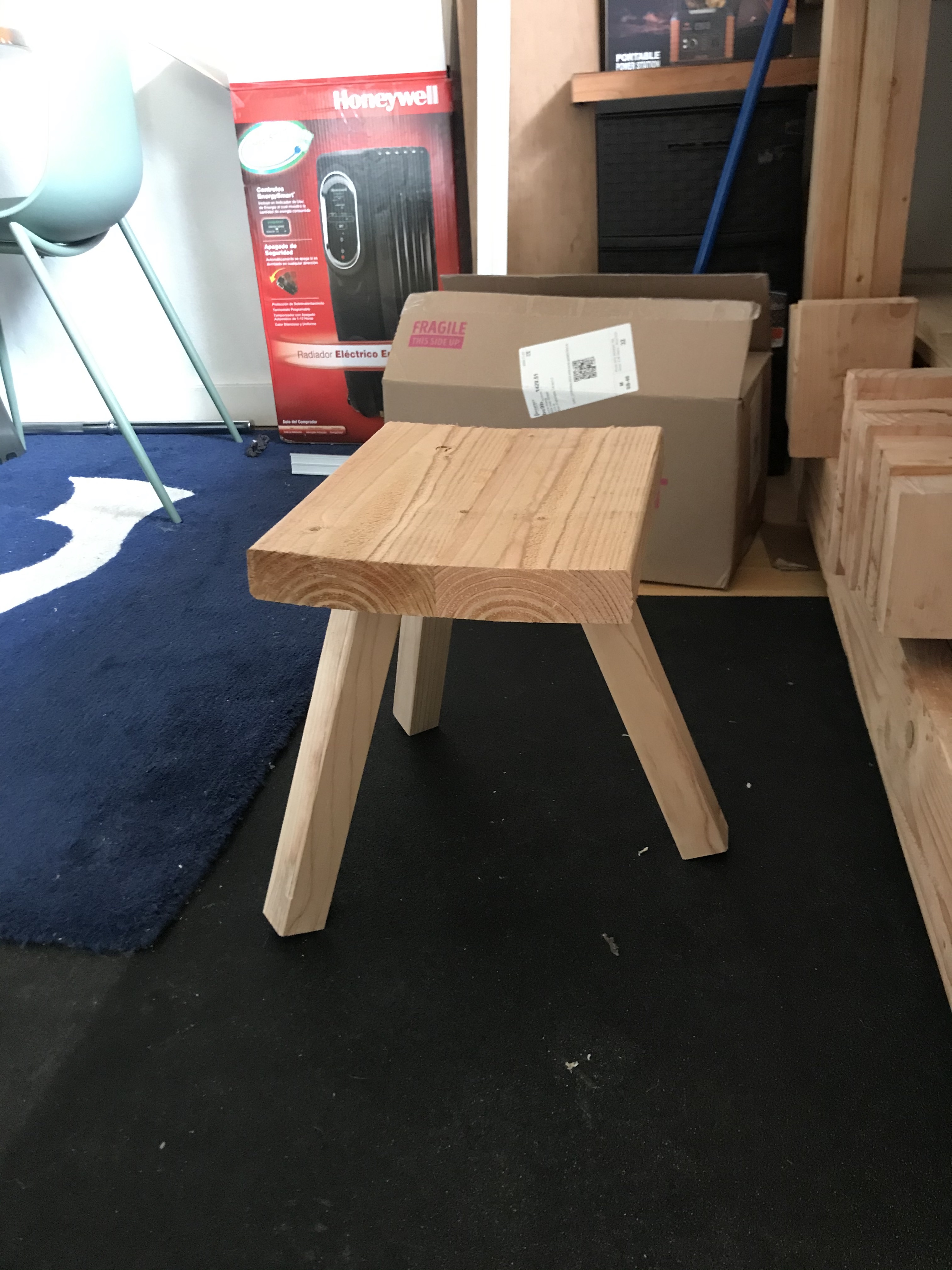 Finished tri-leg stool